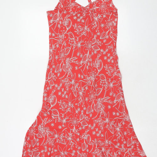 La Redoute Womens Red Geometric Viscose Tank Dress Size 14 V-Neck Pullover