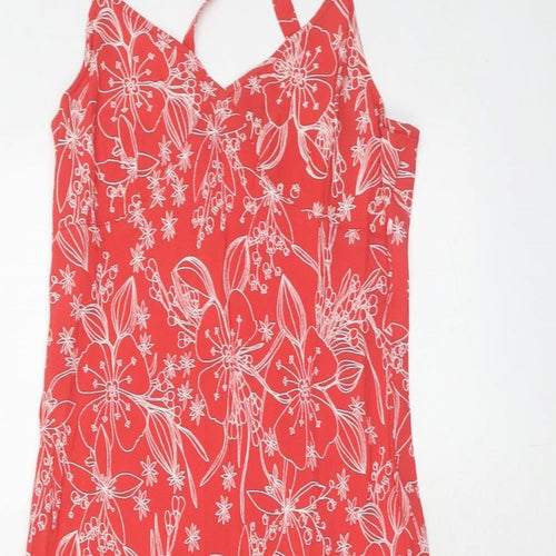 La Redoute Womens Red Geometric Viscose Tank Dress Size 14 V-Neck Pullover