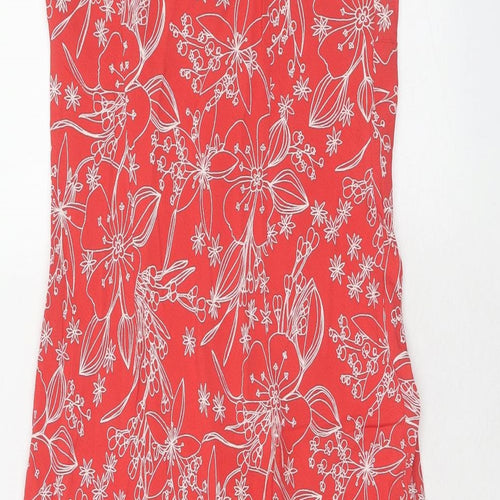 La Redoute Womens Red Geometric Viscose Tank Dress Size 14 V-Neck Pullover