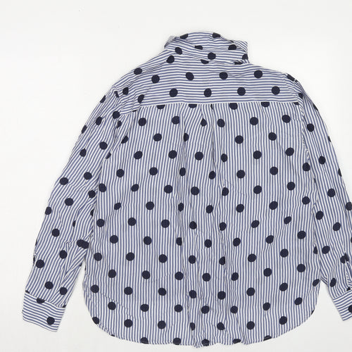 NEXT Womens Black Striped Viscose Basic Button-Up Size 16 Collared - Polka Dot