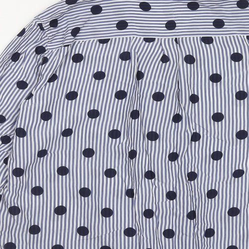 NEXT Womens Black Striped Viscose Basic Button-Up Size 16 Collared - Polka Dot