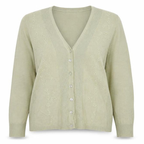 Country Casuals Womens Green V-Neck Viscose Cardigan Jumper Size L