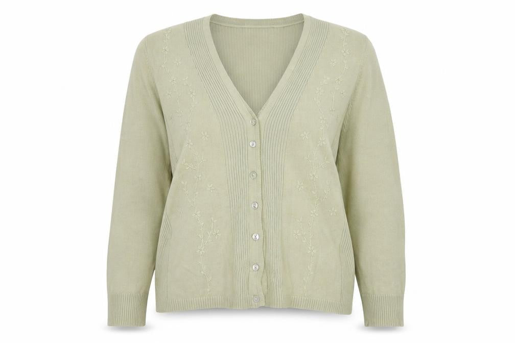 Country Casuals Womens Green V-Neck Viscose Cardigan Jumper Size L