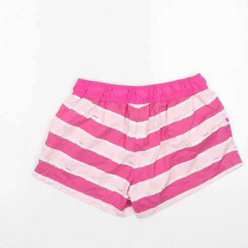 Ocean Pacific Womens Pink Striped Polyester Bermuda Shorts Size 12 Regular Button