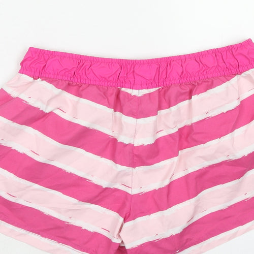 Ocean Pacific Womens Pink Striped Polyester Bermuda Shorts Size 12 Regular Button