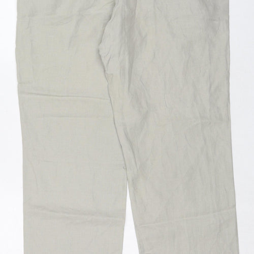 Marks and Spencer Mens Beige Linen Chino Trousers Size 38 in L33 in Regular Zip