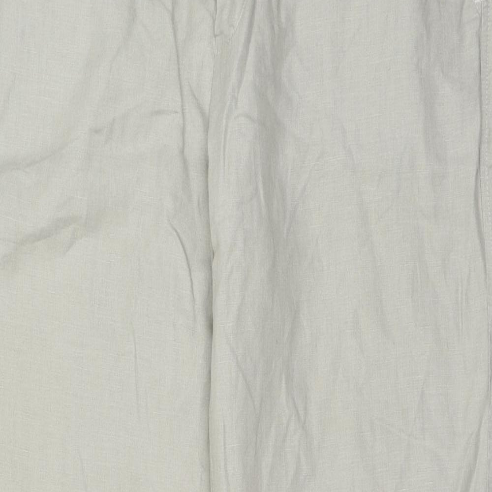 Marks and Spencer Mens Beige Linen Chino Trousers Size 38 in L33 in Regular Zip