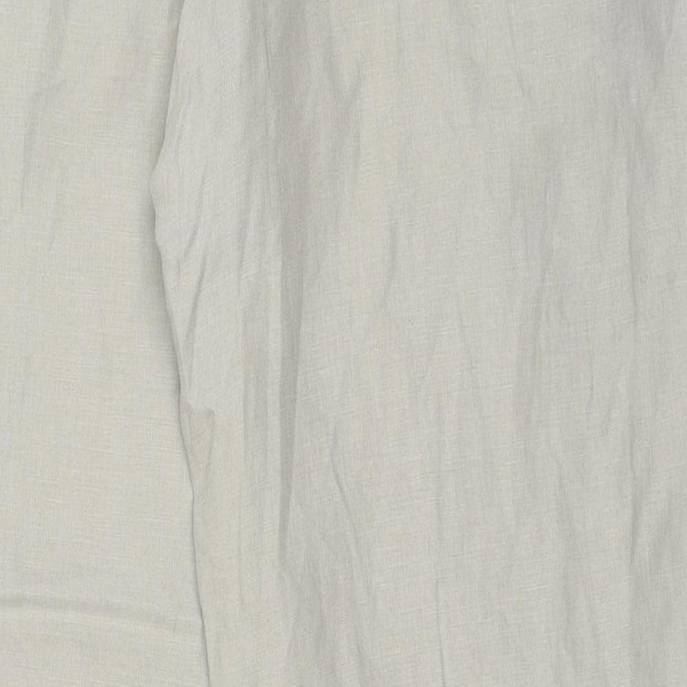 Marks and Spencer Mens Beige Linen Chino Trousers Size 38 in L33 in Regular Zip