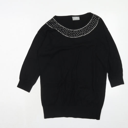 Wallis Womens Black Boat Neck Viscose Pullover Jumper Size S