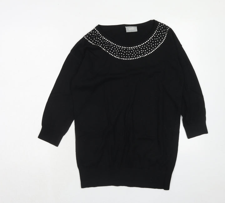 Wallis Womens Black Boat Neck Viscose Pullover Jumper Size S
