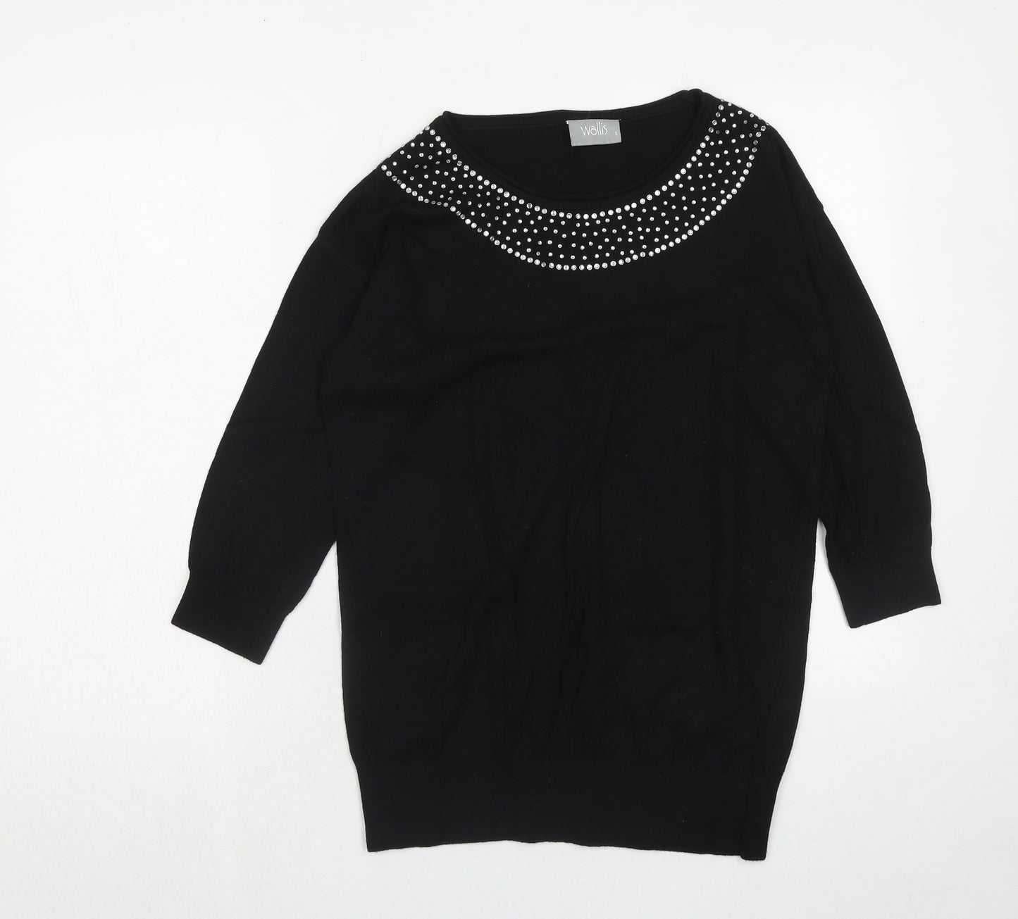 Wallis Womens Black Boat Neck Viscose Pullover Jumper Size S