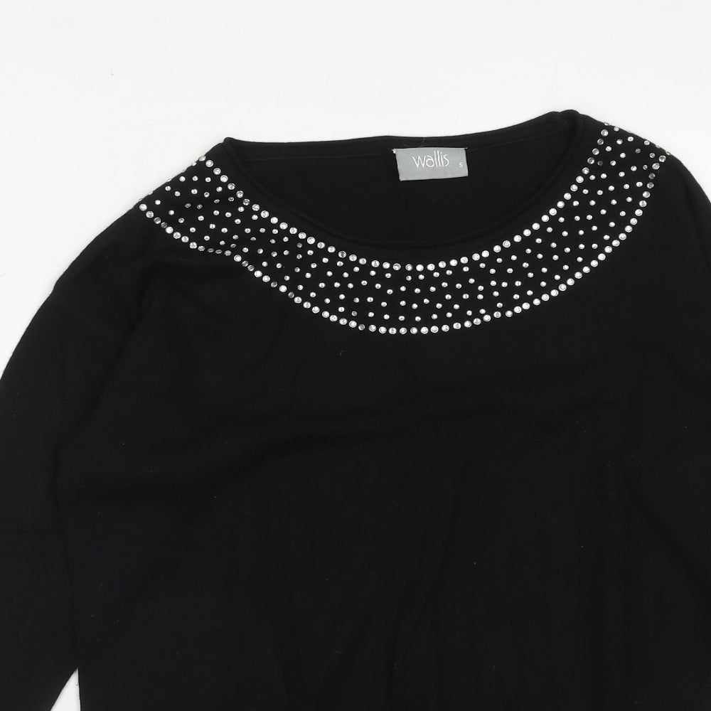 Wallis Womens Black Boat Neck Viscose Pullover Jumper Size S