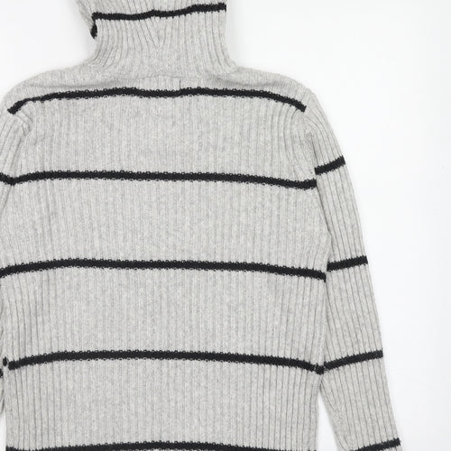 Marks and Spencer Womens Grey Striped Polyester Pullover Hoodie Size M Pullover