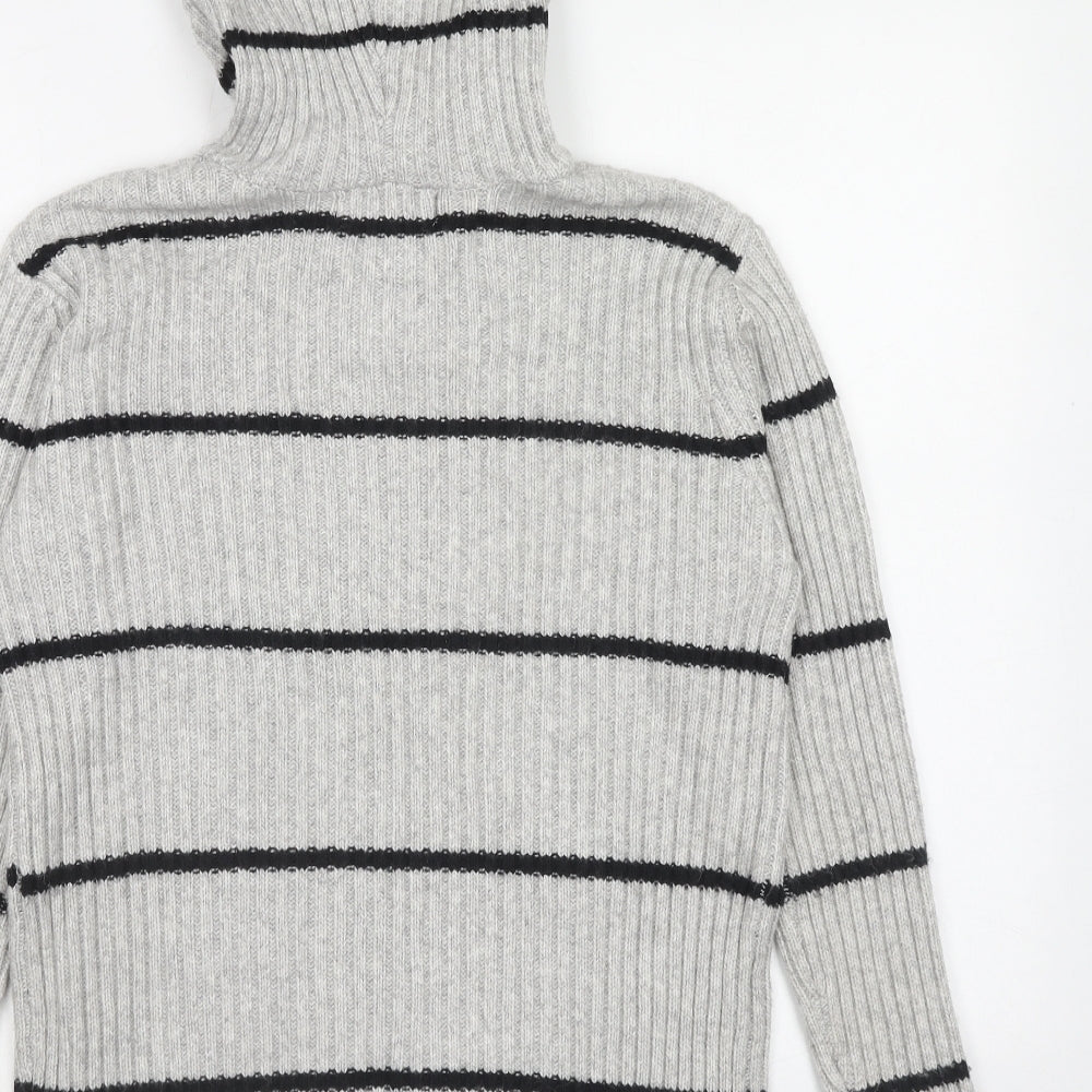 Marks and Spencer Womens Grey Striped Polyester Pullover Hoodie Size M Pullover