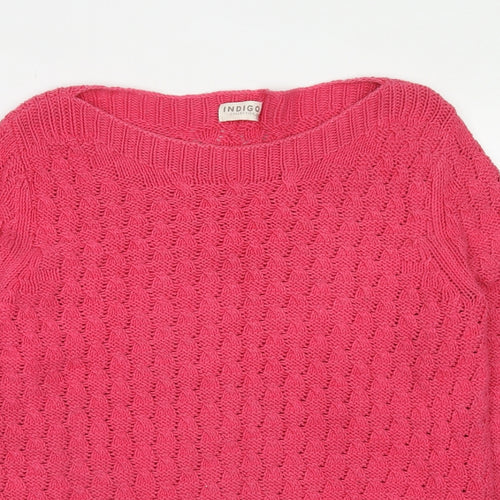 Marks and Spencer Womens Pink Boat Neck Cotton Pullover Jumper Size 10