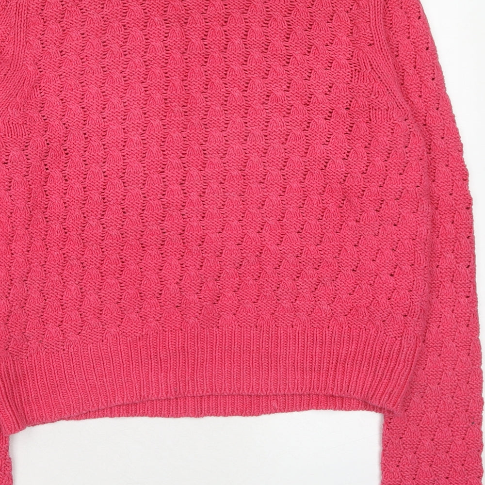 Marks and Spencer Womens Pink Boat Neck Cotton Pullover Jumper Size 10