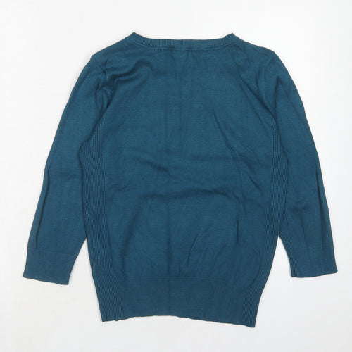 Red Herring Womens Blue Round Neck Viscose Pullover Jumper Size 12