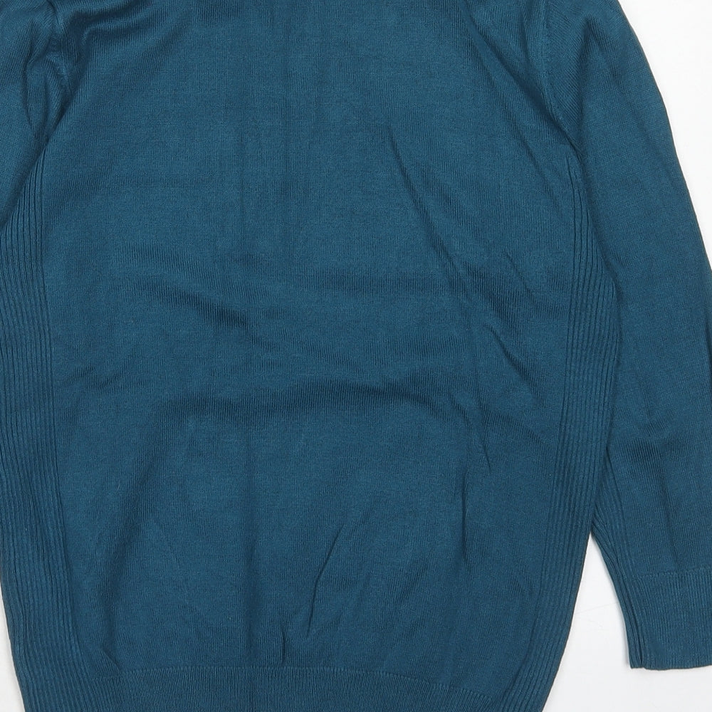 Red Herring Womens Blue Round Neck Viscose Pullover Jumper Size 12