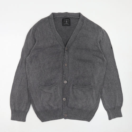 Urban Outfitters Mens Grey V-Neck Cotton Cardigan Jumper Size M Long Sleeve