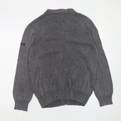 Urban Outfitters Mens Grey V-Neck Cotton Cardigan Jumper Size M Long Sleeve