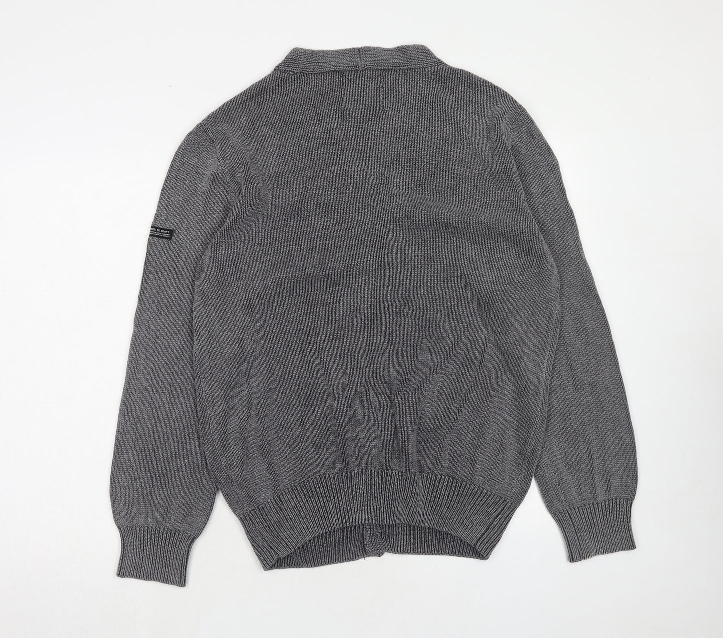 Urban Outfitters Mens Grey V-Neck Cotton Cardigan Jumper Size M Long Sleeve