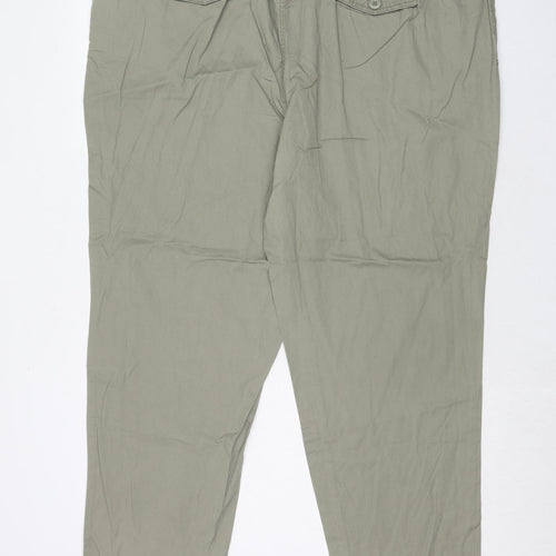 NEXT Womens Green Cotton Trousers Size 24 Regular Zip