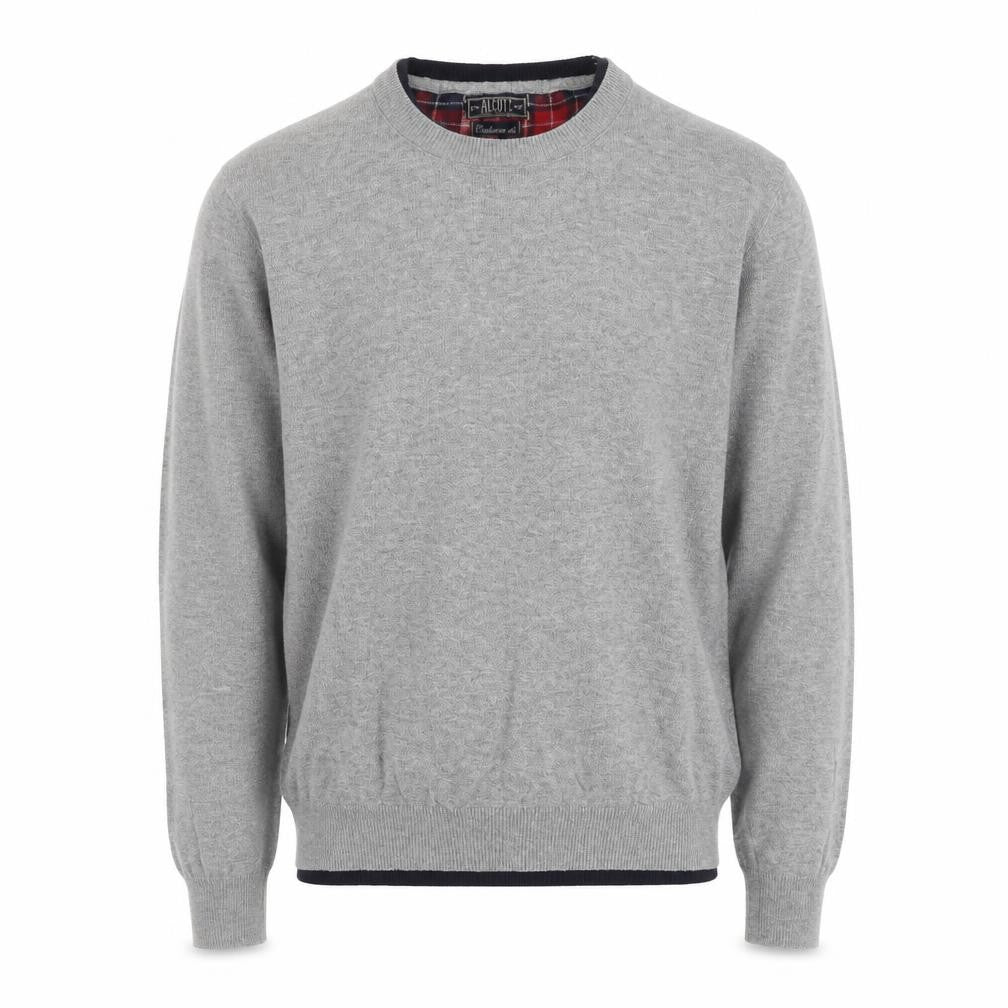 alcott Mens Grey Round Neck Cotton Pullover Jumper Size S Long Sleeve - Elbow Patches