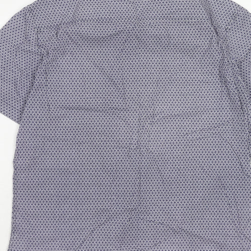 River Island Mens Blue Geometric Cotton Button-Up Size M Collared Button