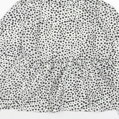 I SAW IT FIRST Womens White Animal Print Polyester Basic Blouse Size 10 High Neck - Dalmatian Print