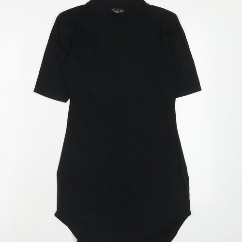 Glamour Babe Womens Black Viscose T-Shirt Dress Size 10 Mock Neck Pullover