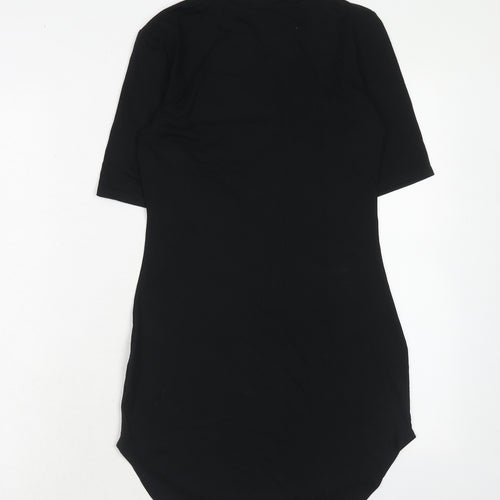 Glamour Babe Womens Black Viscose T-Shirt Dress Size 10 Mock Neck Pullover