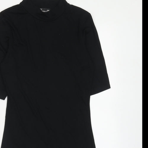 Glamour Babe Womens Black Viscose T-Shirt Dress Size 10 Mock Neck Pullover