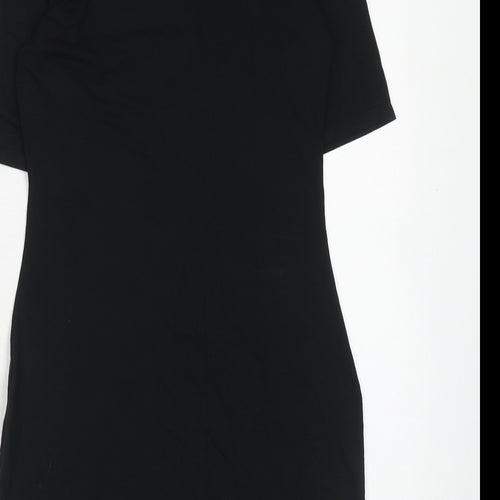 Glamour Babe Womens Black Viscose T-Shirt Dress Size 10 Mock Neck Pullover