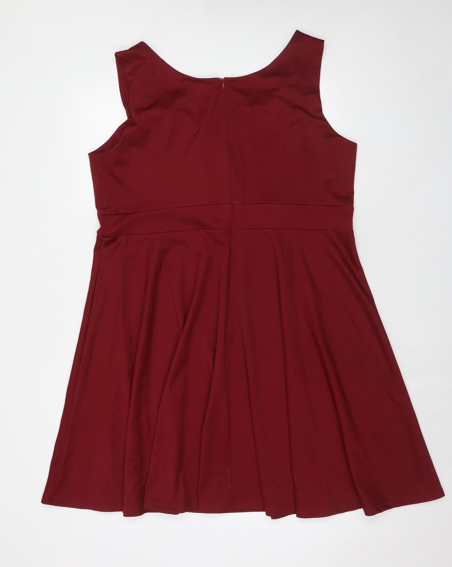 Grace Karin Womens Red Polyester Fit & Flare Size 3XL V-Neck Zip - Wrap Front Detail