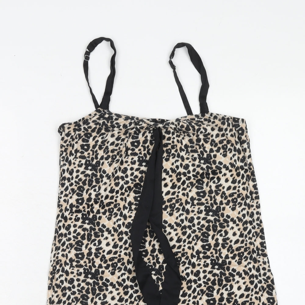 NEXT Womens Brown Animal Print Viscose Cami Dress Size 8 - Leopard Print