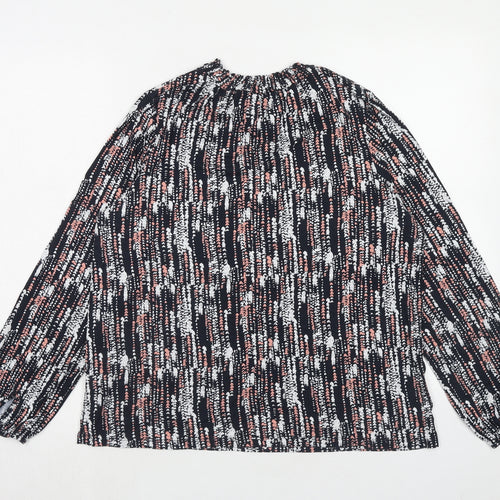 Marks and Spencer Womens Blue Geometric Viscose Basic Blouse Size 16 Round Neck