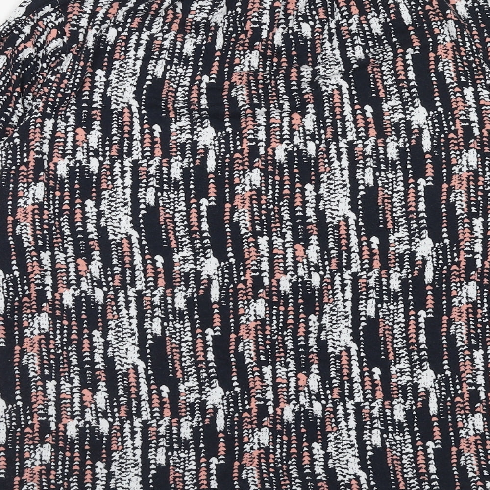 Marks and Spencer Womens Blue Geometric Viscose Basic Blouse Size 16 Round Neck