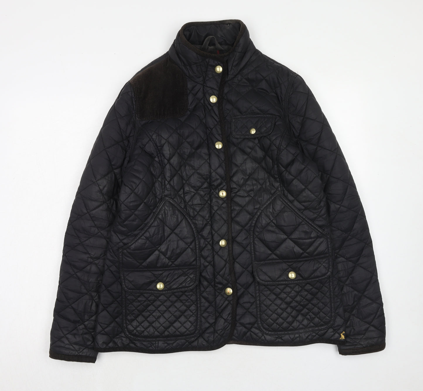 Joules Womens Black Quilted Jacket Size 16 Zip