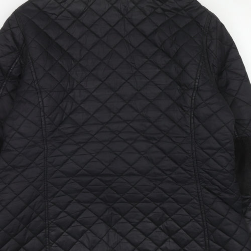 Joules Womens Black Quilted Jacket Size 16 Zip
