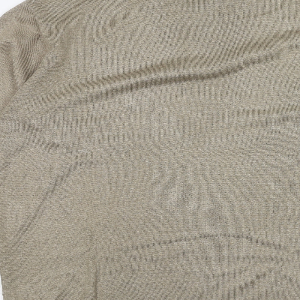 BHS Mens Beige Acrylic Polo Size L Collared Button