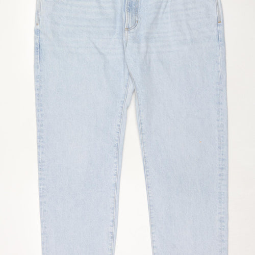 Marks and Spencer Mens Blue Cotton Straight Jeans Size 42 in L29 in Regular Zip