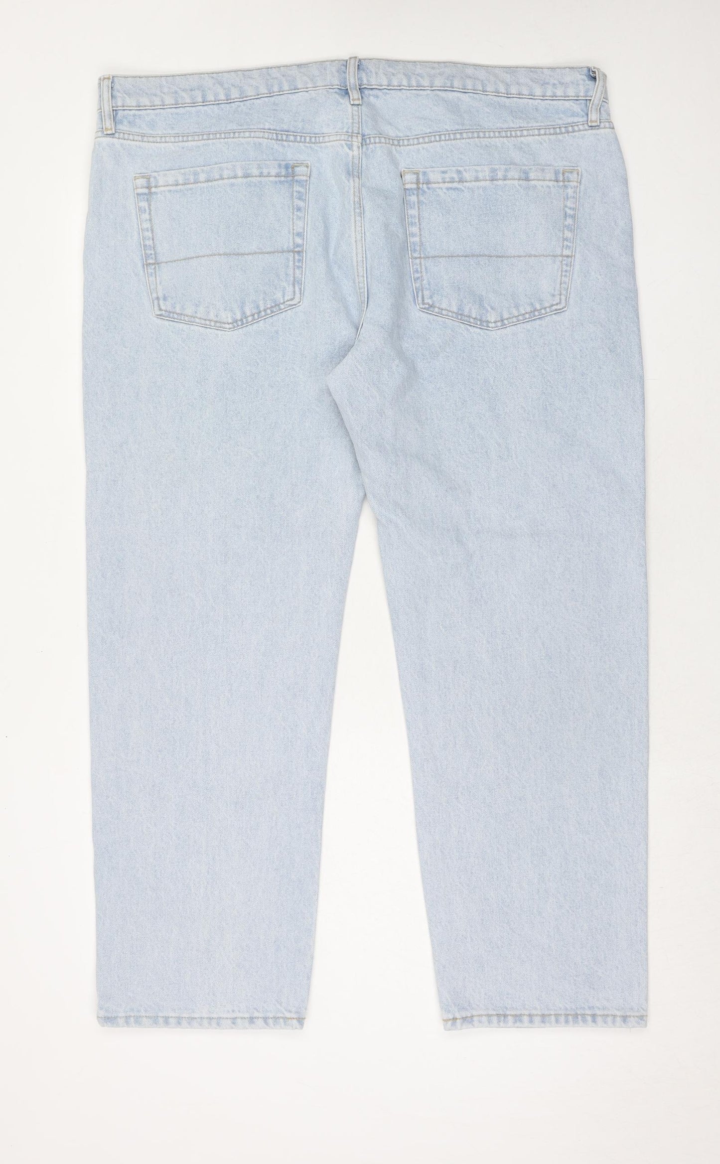 Marks and Spencer Mens Blue Cotton Straight Jeans Size 42 in L29 in Regular Zip