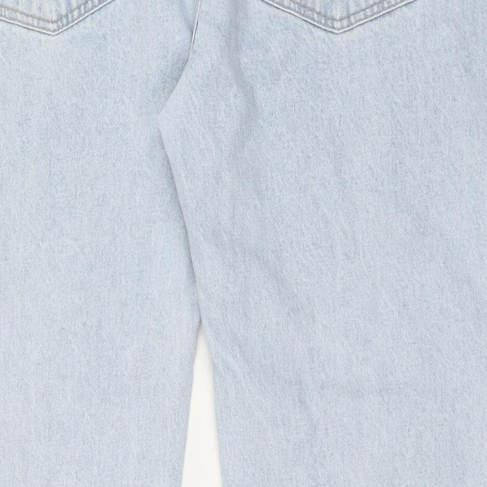 Marks and Spencer Mens Blue Cotton Straight Jeans Size 42 in L29 in Regular Zip