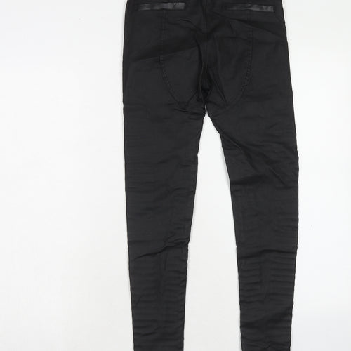 Emma & Ashley Design Womens Black Polyester Trousers Size S Regular Button - Leather Look