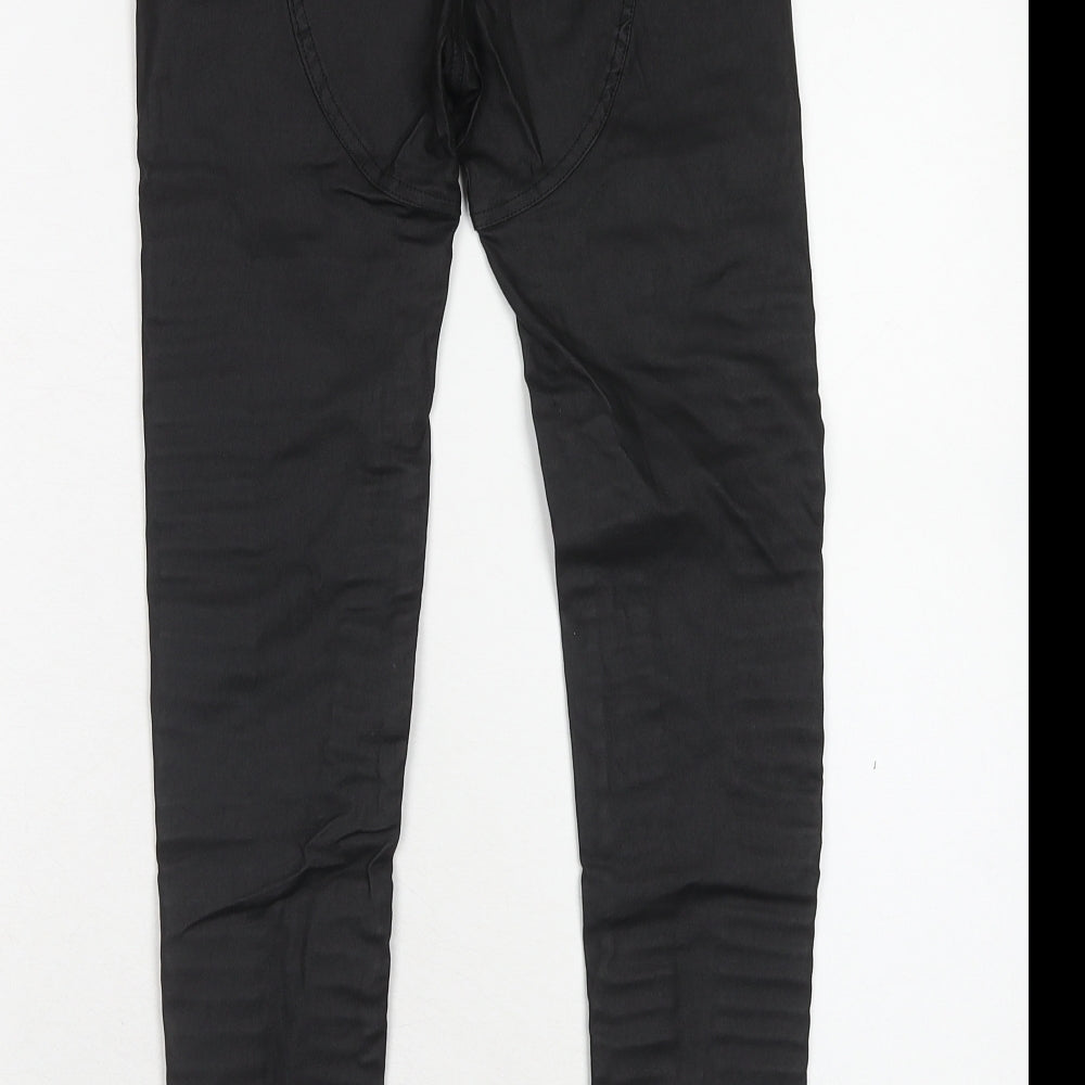 Emma & Ashley Design Womens Black Polyester Trousers Size S Regular Button - Leather Look