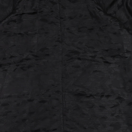 Marks and Spencer Womens Black Animal Print Polyester Trapeze & Swing Size 16 Boat Neck Button - Puff Sleeve