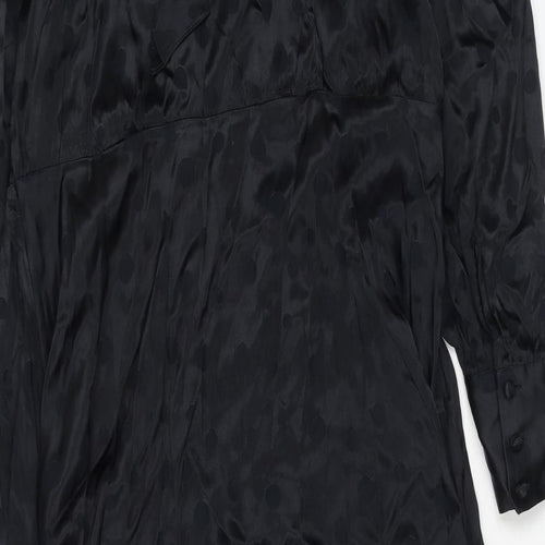 Marks and Spencer Womens Black Polka Dot Viscose A-Line Size 18 Boat Neck Zip