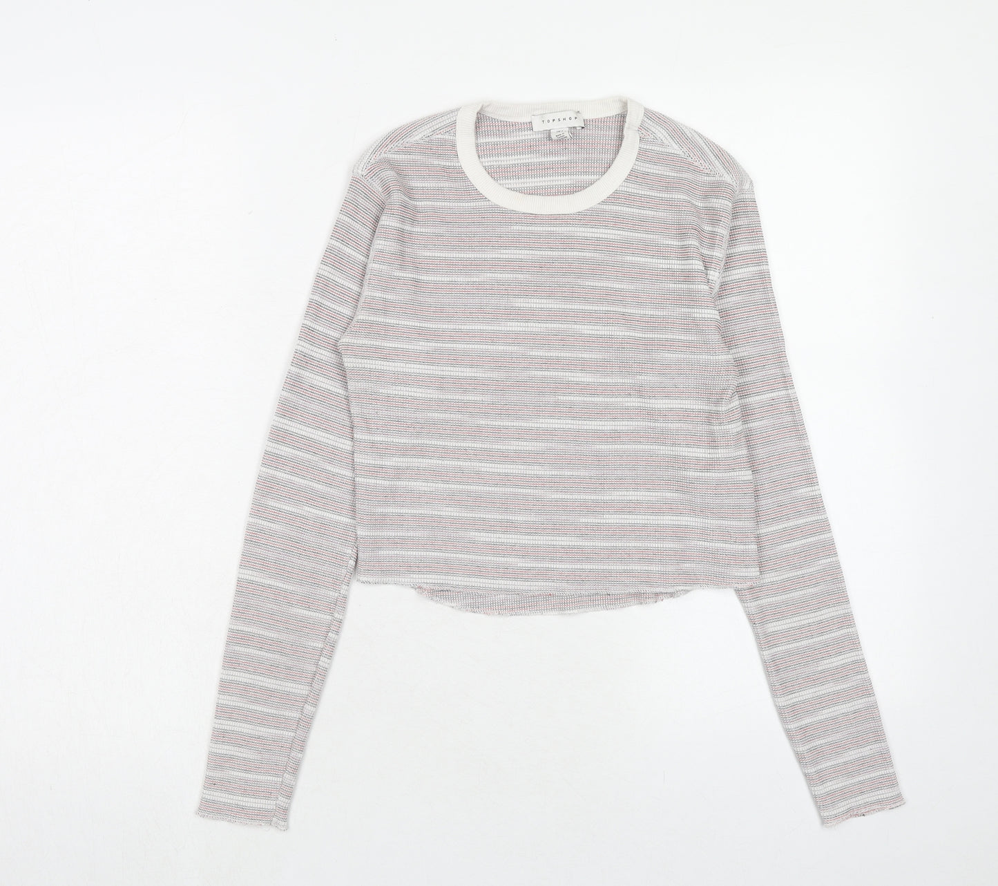 Topshop Womens Red Round Neck Striped Polyester Pullover Jumper Size 6