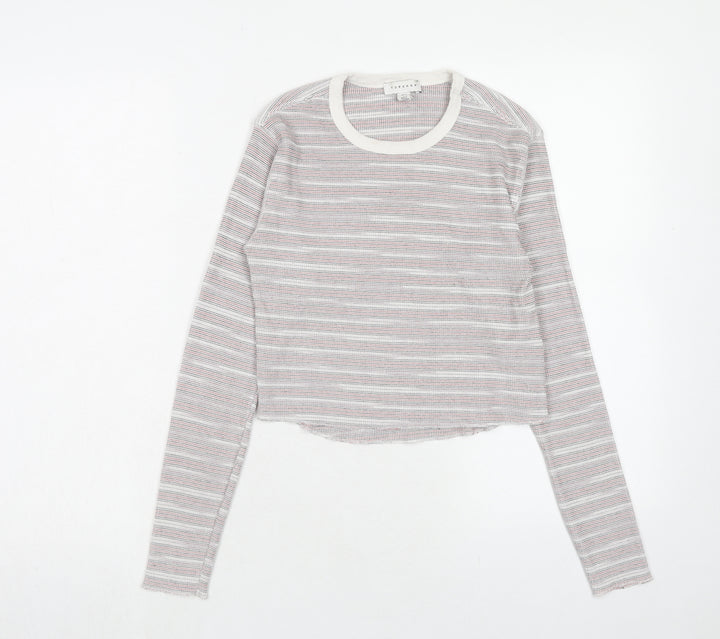 Topshop Womens Red Round Neck Striped Polyester Pullover Jumper Size 6