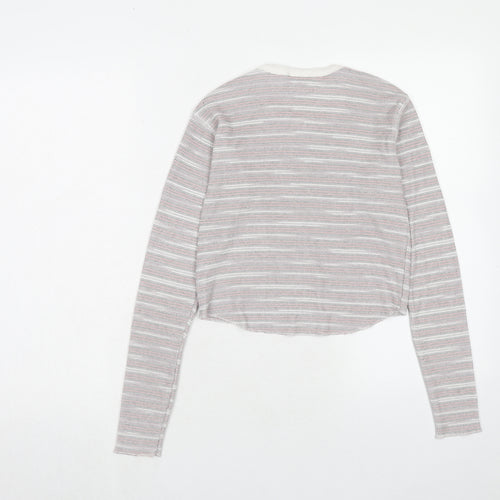 Topshop Womens Red Round Neck Striped Polyester Pullover Jumper Size 6